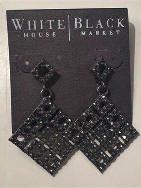 White House Black Market Black Faceted Drop Earrings
